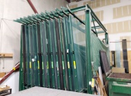 Glass Panel Storage Rack w/ 12 Pull-out Rolling Drawers